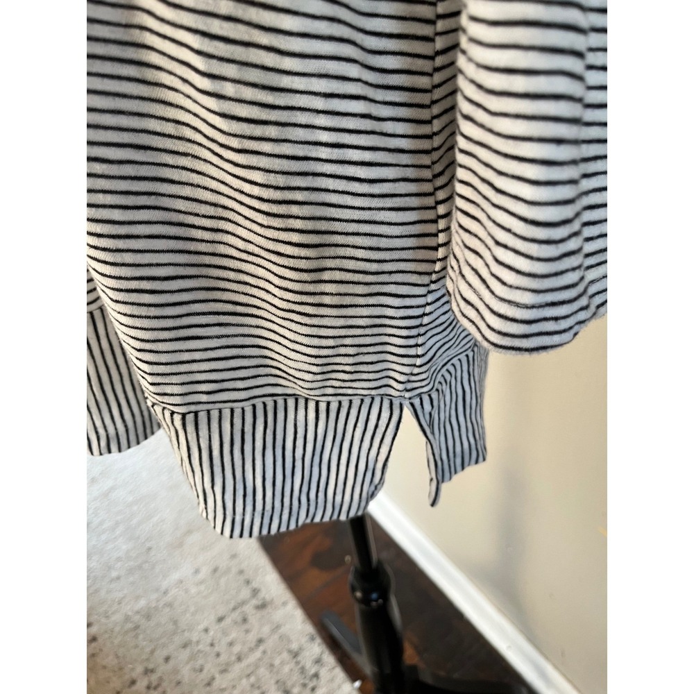 LANDS END Tunic Top Striped Crew Neck Women L White Black Casual Long Sleeve - Picture 3 of 5